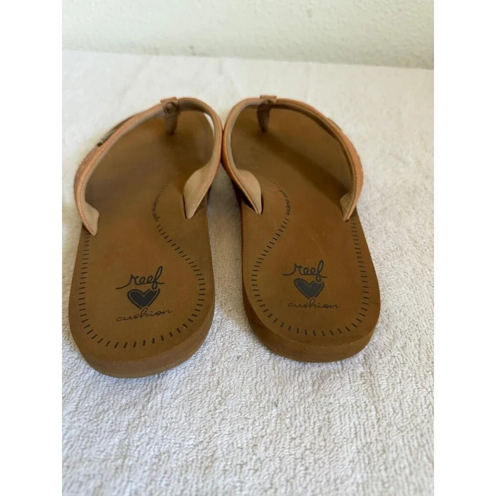Reef Women’s Cushion Breeze Flip Flop Sandal Tan Brown Whipstitch Size 11